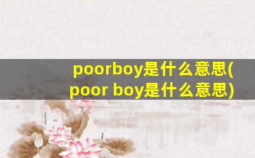 poorboy是什么意思(poor boy是什么意思)